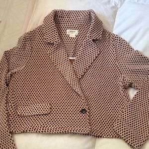Maeve Brown and White Patterned Blazer
